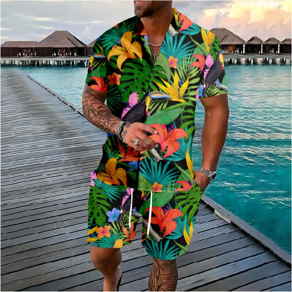 Streetwear Brand With Flowers - Camicie con bottoni floreali con palme